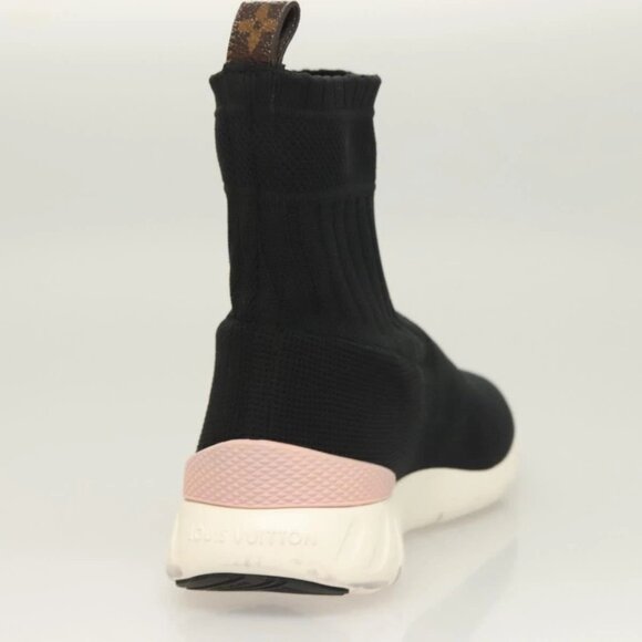 LOUIS VUITTON After Game Socks Sneakers Cotton Black LV Auth - Picture 10 of 16